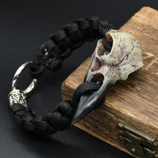 Odin Crow Viking Bracelet – Eagle Pendant & Rune Beads