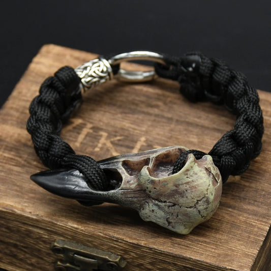 Odin Crow Viking Bracelet – Eagle Pendant & Rune Beads