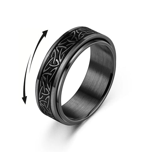 Viking Celtic Knot Spinning Ring - Stainless Steel Anxiety Relief for Men