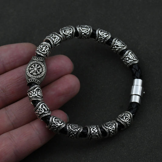 Viking Runes Bracelet – 15-Piece Vegvisir Amulet Beads