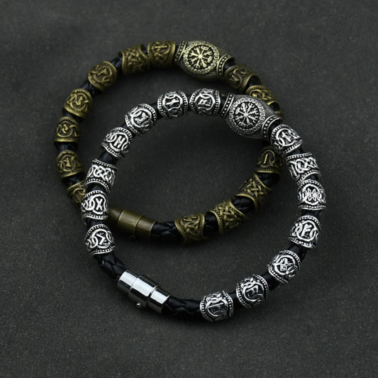 Viking Runes Bracelet – 15-Piece Vegvisir Amulet Beads