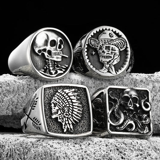 Steel skull ring